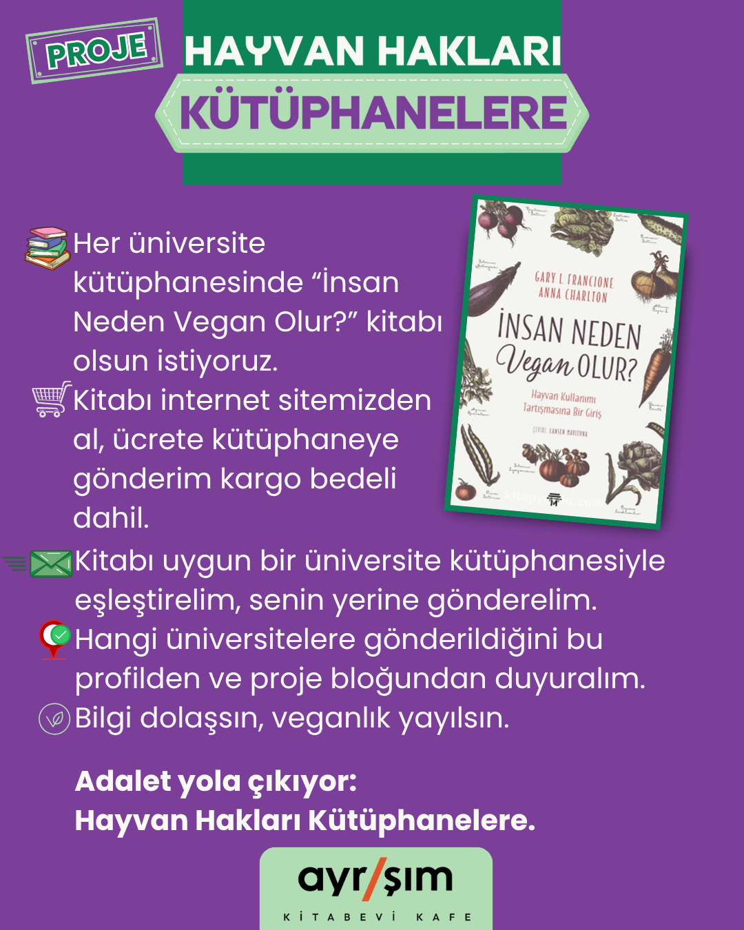 “İnsan Neden Vegan Olur” – Hayvan Hakları Kütüphanelere Projesi (Kargo Dahil) - Görsel 3